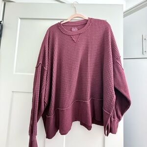 American Eagle Outfitters Burgundy Waffle Sweater